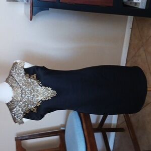 CHARLOTTE RUSSE- Black and Gold Sleeveless Sheath Mini Dress